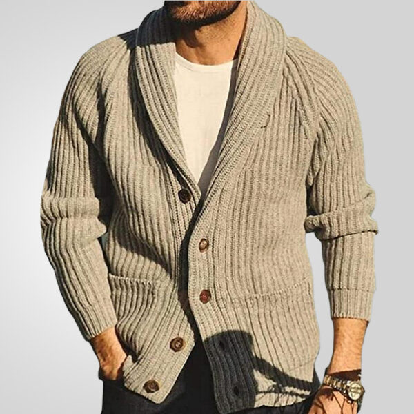 Men's Lapel Knitting Cardigan Fashion Button Sweater With Pockets Outwear Long Sleeve Top Spring Fall - Image 6