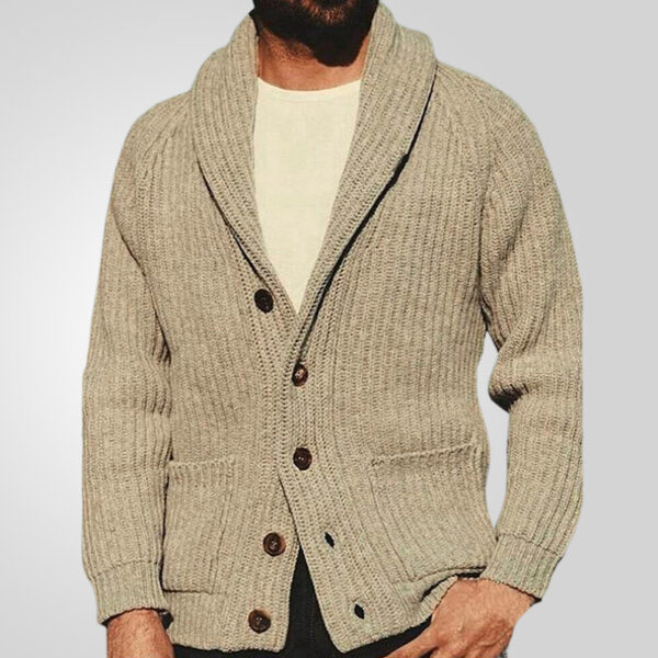Men's Lapel Knitting Cardigan Fashion Button Sweater With Pockets Outwear Long Sleeve Top Spring Fall - Image 5